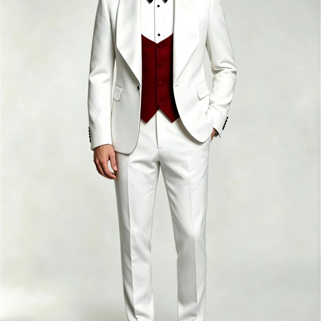 Image of Men's Casual Suit 2pcs Set With Collar Solid Color Single-row Suit Jacket With Same-color Casual Straight-leg Trousers Suitable For Wedding, Commuting, Light Business, Banquet, And Party Dressing