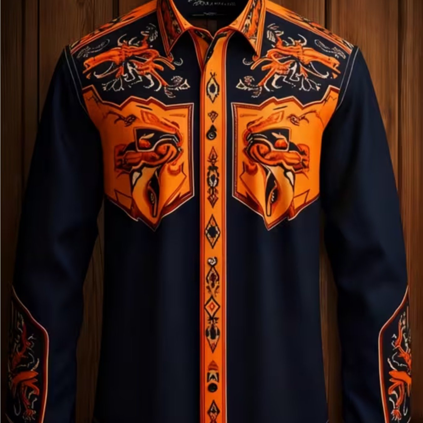 Plus-size Men's Long-sleeve Floral Shirt, Men's Plus-size Shirt, , Street And , Pointed Collar, Long Sleeves, Slightly Stretchy, Casual And Comfortable., Plus Size