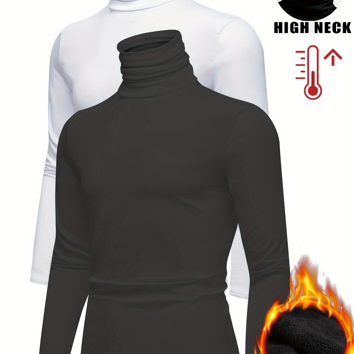 TEMU 2 pièces MCKENATEN MK Chemises Thermiques à Col Haut pour Hommes avec Manches Longues Doublées en - Hauts de Sport Ajustés en Polyester