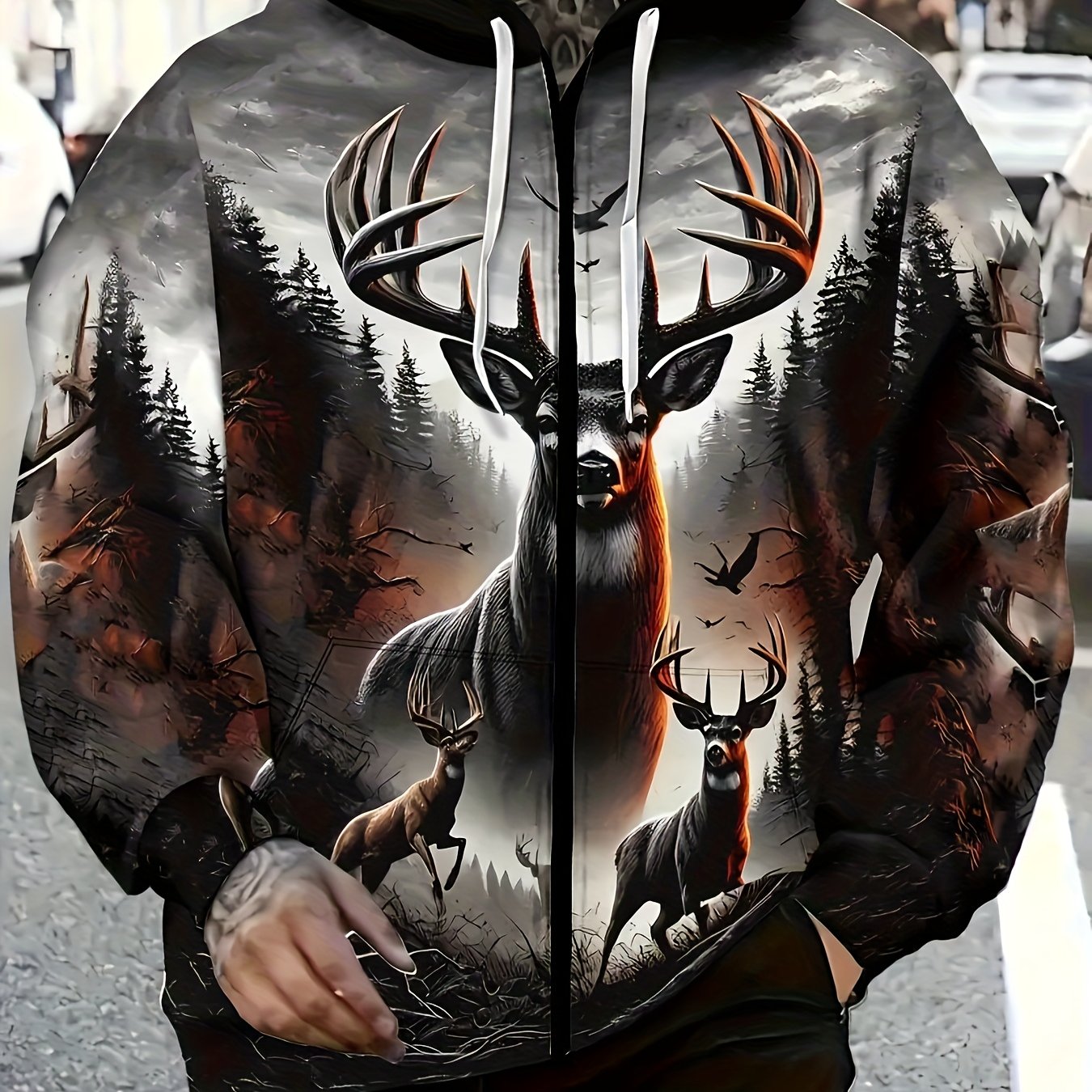 TEMU Vêtements Homme Grande Taille Style Streetwear. Une Veste Légère Décontractée Color-Block avec un Design Cerf de Forêt, Parfaite pour et . Cette
