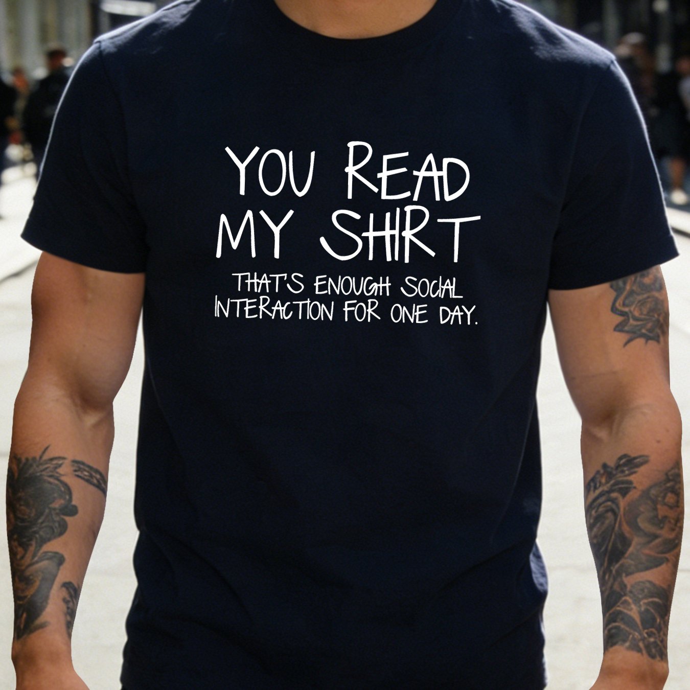 TEMU Men's Funny "you Read My Shirt" Print T-shirt - Back Suitable For Outdoor Sports, Gym & Casual Wear, Machine Washable Crew Neck Short Sleeve Tee