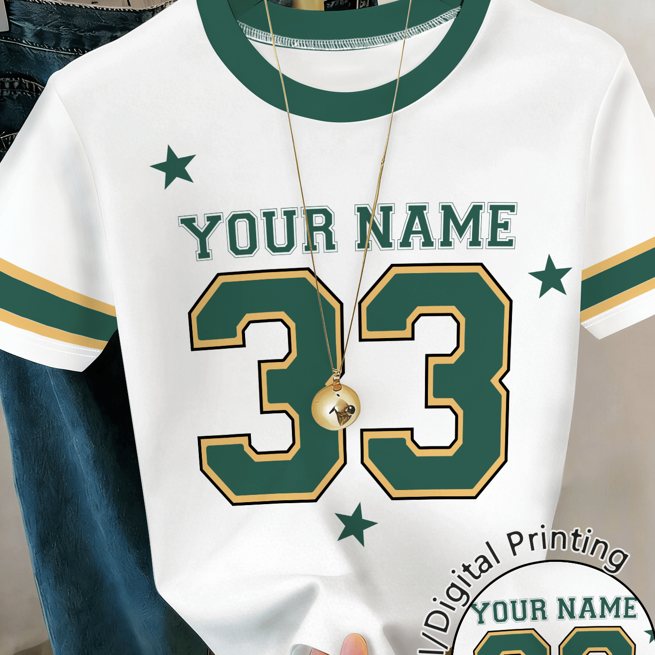 TEMU [custom Item - G] Custom T-shirts For Women, Custom Tees Shirt Design Your Own, Gifts For , Personalized Custom Name & Number Short Sleeve