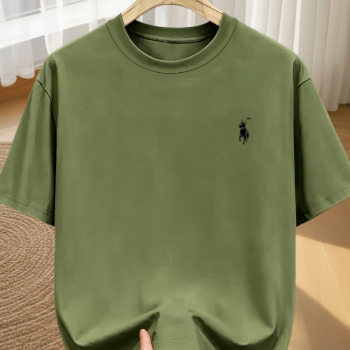 TEMU Minimalist Small Logo Chest Print T-shirt, Summer Casual Commuting Clean Style, Unisex
