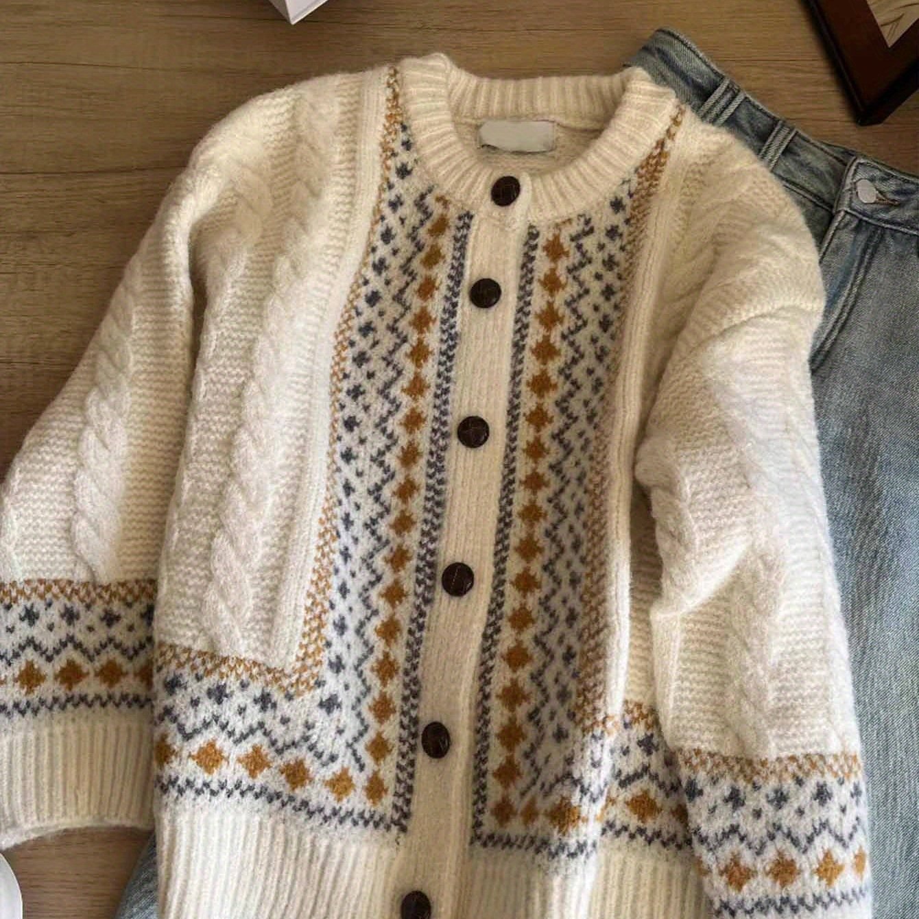 TEMU Cardigan Casual Fair Isle LL256