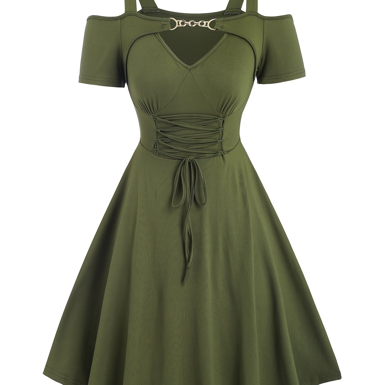 Approved Spu 487038173) Metal Strap Short-sleeve Dress