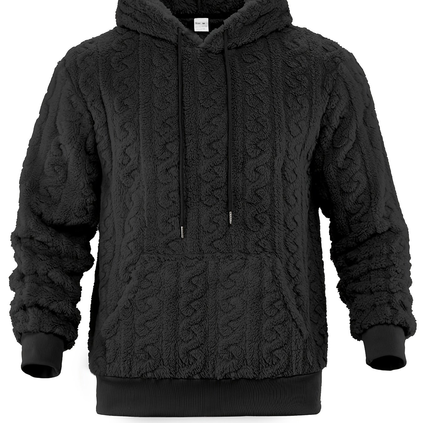 Image of Men's Warm Fleece Sweatshirt | Casual Hooded Style With Stretch Fabric, Stripe Pattern, Zipper Detail, Regular Fit For Teenage