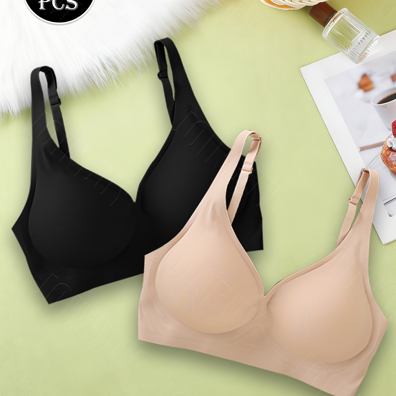 TEMU JOINBUY Set di reggiseni casual da donna in gelatina senza cuciture, 2 pezzi, reggiseno sportivo senza , reggiseno sportivo traspirante senza