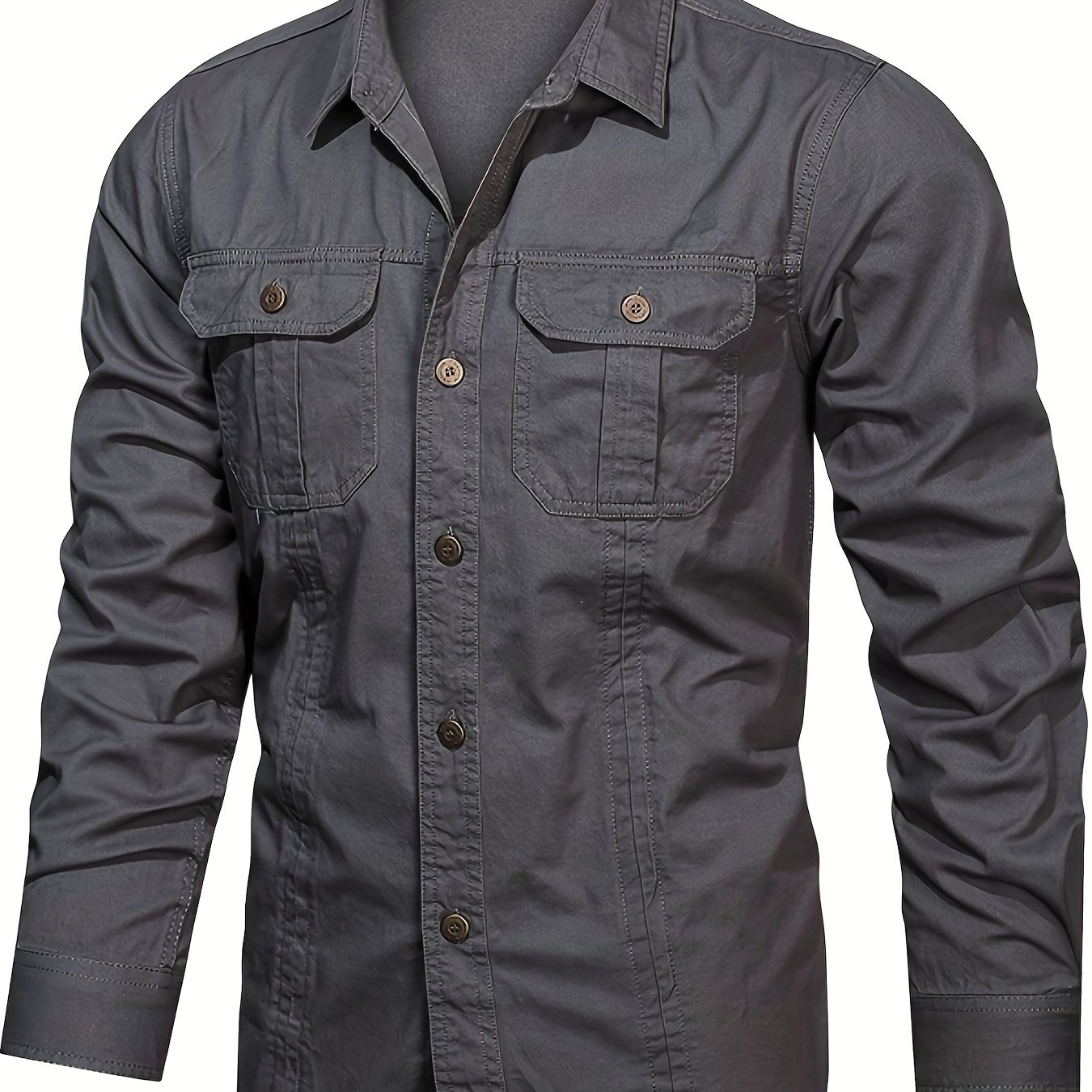 Image of Europe And The United States Outdoor Group Orientation Spring And Autumn 's Tooling Long Sleeve Shirt Casual Thin Multi-pocket Shirt, 175g