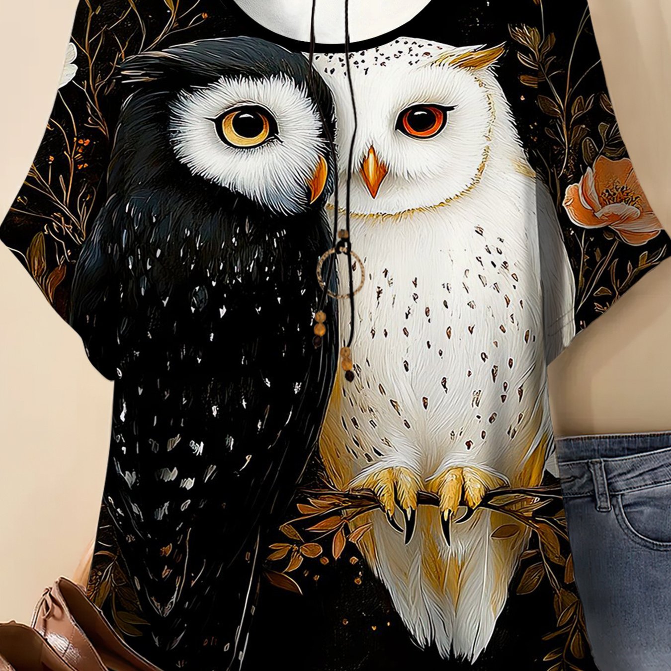 TEMU Plus Size - Plus Size - Plus Size--fashionable Women's Round-neck Short-sleeve T-shirt, European And Pattern Black And Print, Valentine's Day