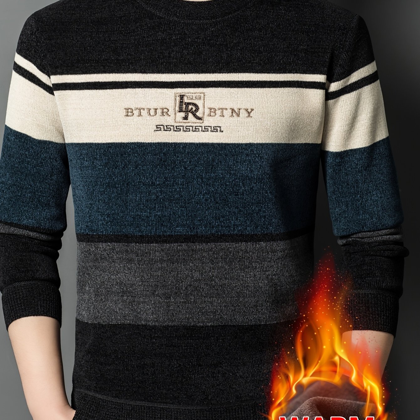 TEMU Minimalist Urban -lined Sweater For And City Casual Wear