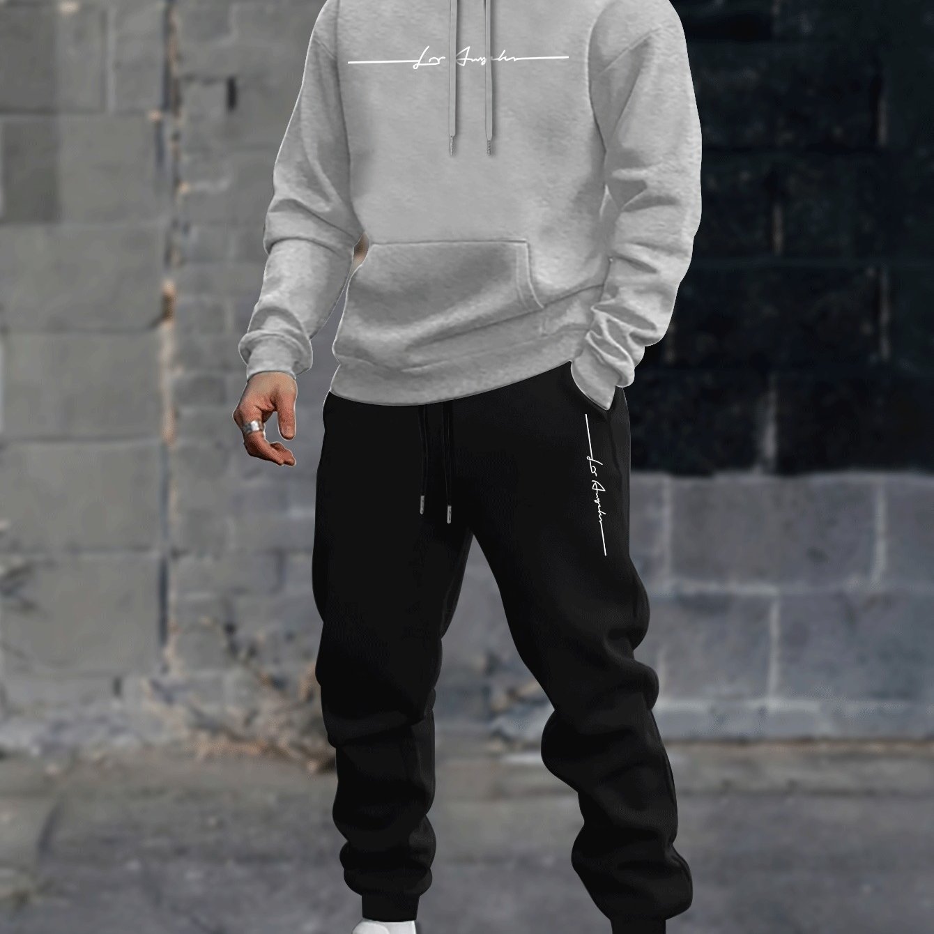TEMU Conjunto de Dos Piezas de Sudaderas con Capucha Casuales para Hombre con Cordón, Nuevas Tops Sueltas para de Otoño e Invierno, Sudaderas