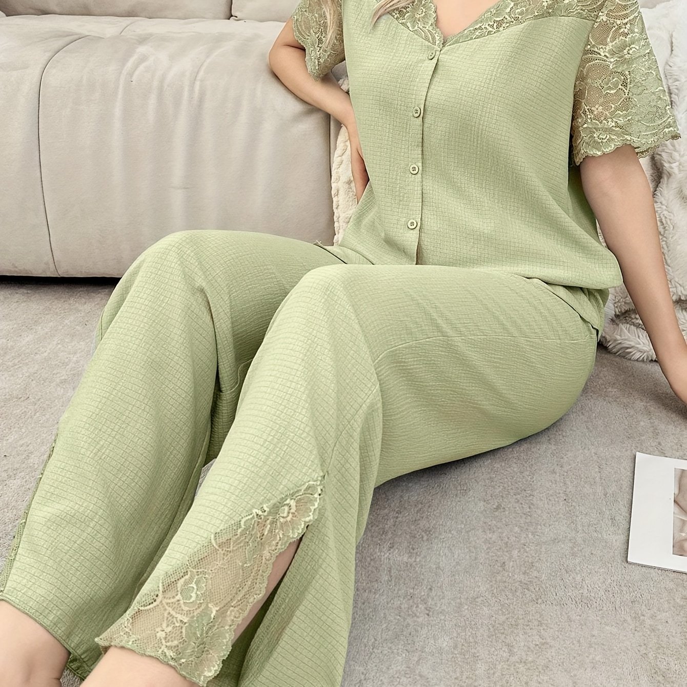 TEMU Completo Pigiama Donna con Maniche Corte e Pantaloni