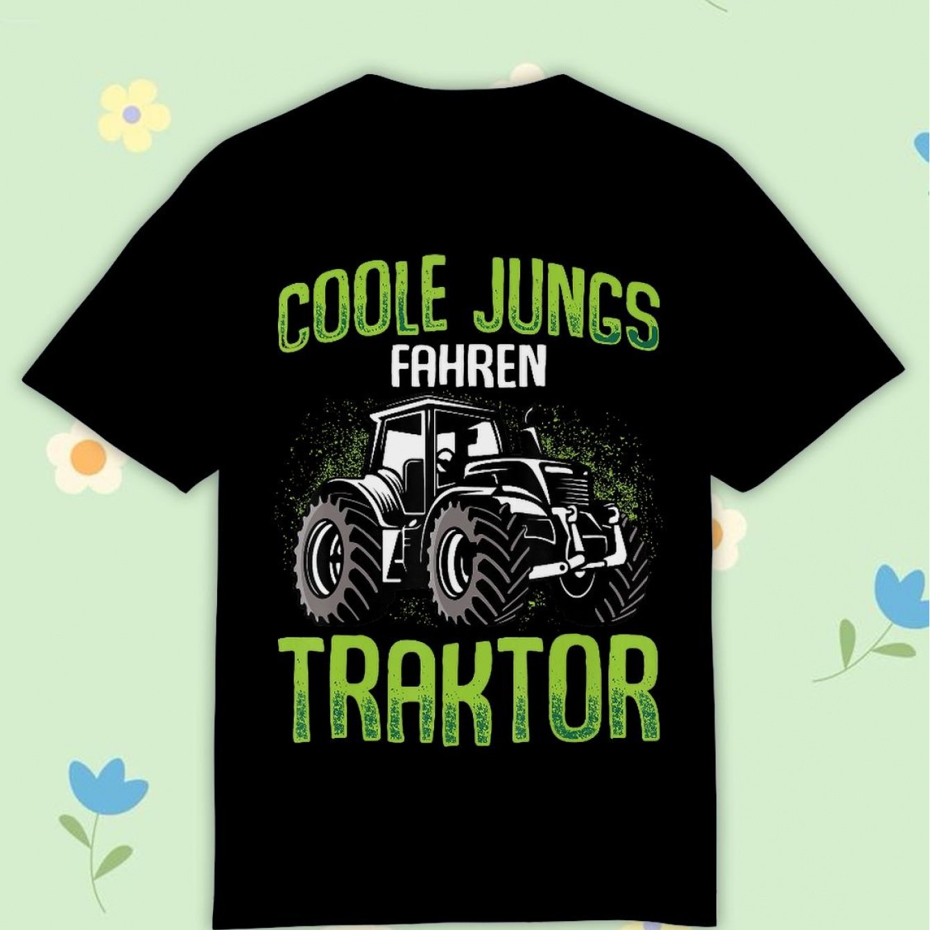 Image of Cool Boys Driving Tractor Tractor Boy Children's T-shirt Black Comfortable Casual Crew Neck Tee For Boys And Girls T Shirt, 200g