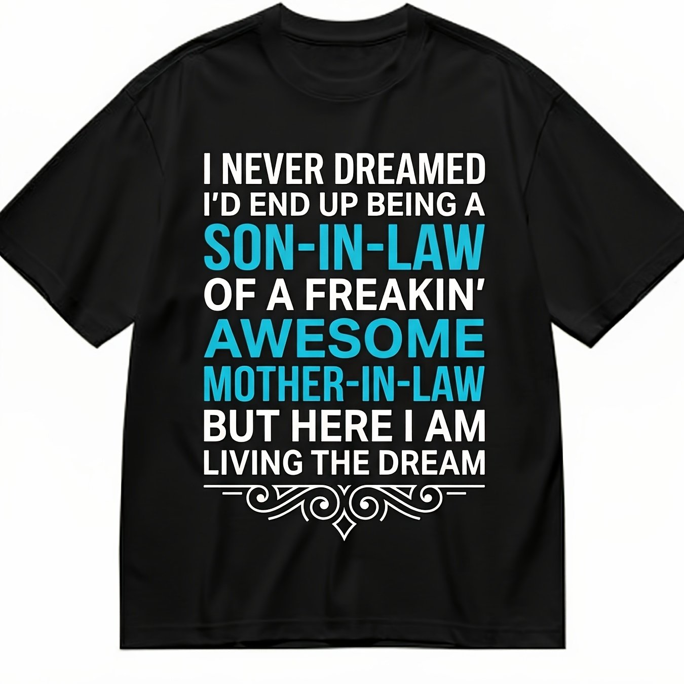 TEMU Funny T-shirt Awesome Motherinlaw Gift Men's Graphic Tee Humorous Family Saying Apparel Casual Black Top For Birthday Christmas Father's Day