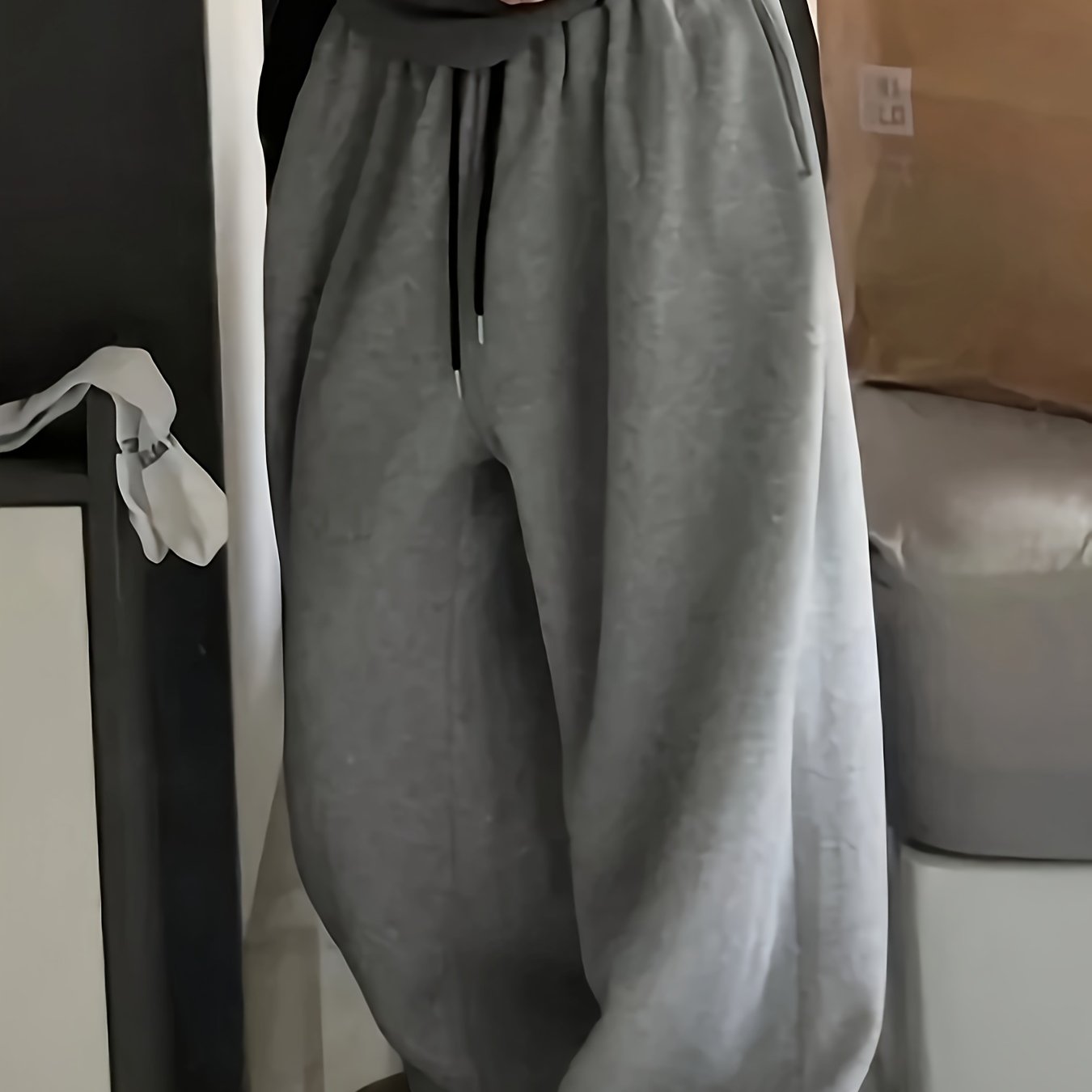 Women' Color Elastic Waist Casual Jogger Pants With Side Pockets & Relaxed Hem - Machine Washable For Lounge, Light, Casual Attire, Light Apparel, , No Stretch Fabric, Nontransparent Fabric
