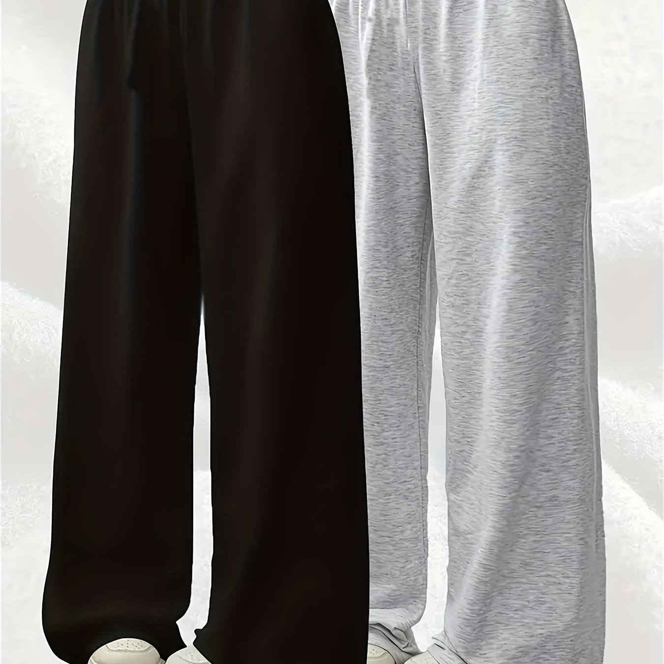 Image of Girls' Casual Jogger Pants - Elastic Waist Loose-fit Wide-leg Trousers, Lightweight Summer & Spring/fall Playwear, Machine Washable For, & Everyday - To Comfortable Athletic Wear, Perfect For Outdoor