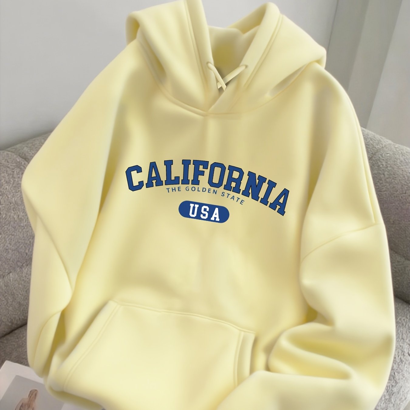 TEMU Men's -lined Hooded Sweatshirt California, Versatile For Autumn/winter, Sporty, Casual, Comfortable Hooded Sweatshirt