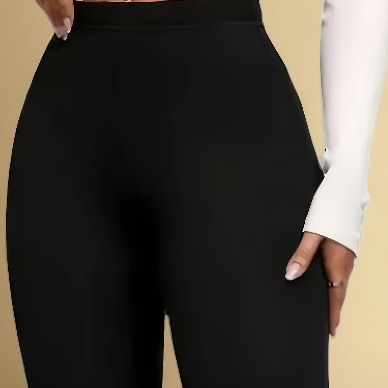 E-shop Plus Size - Plus Size - Plus Size - Damen Plus Size Schwarze Schlaghose - Elastische, bequeme, hochtaillierte lange Hosen, stilvolles