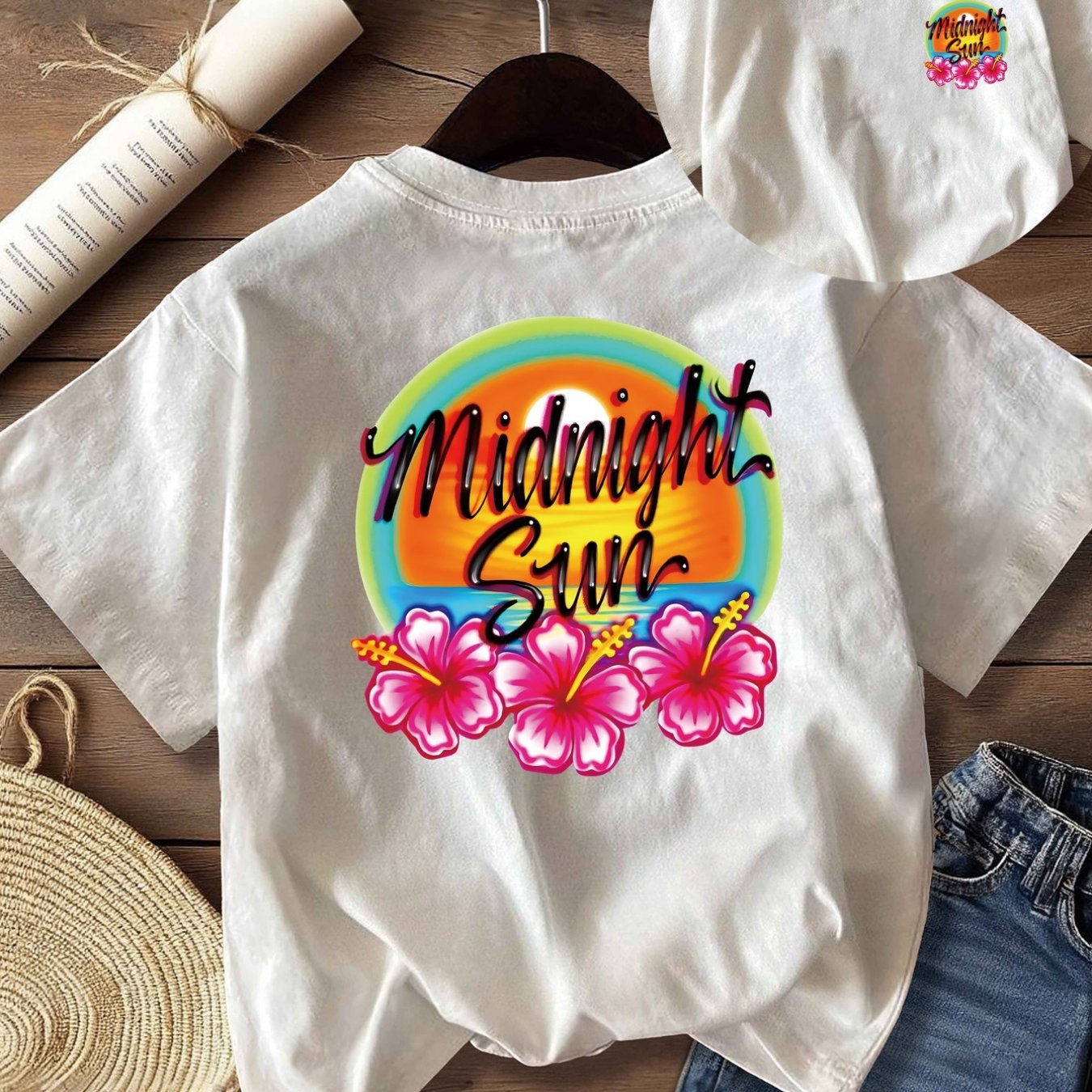 TEMU Front And Back Sun, Print Round Neck Women's Short Sleeve T-shirt, Casual Comfortable, Soft And Breathable, , Versatile, Good Stretch,