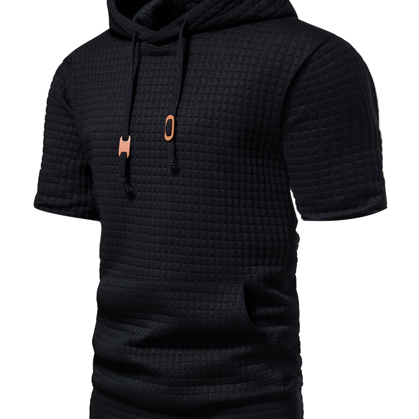 TEMU Spring And Autumn 's Short-sleeve Hoodie Shirt Jacquard Fabric Drawstring Sports And Leisure Hoodie Outdoor Jogging Fitness Training Half-sleeved Sweatshirt