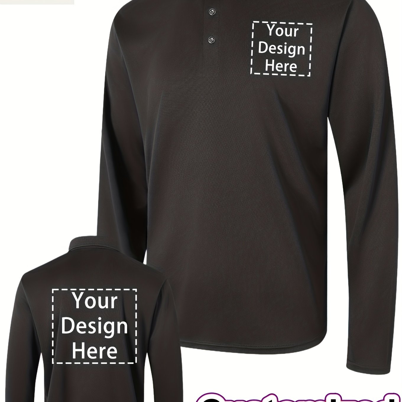 TEMU Customizable Men's Long Sleeve Shirt, Solid , Diverse Combinations, Suitable For Styles Of Custom Matching, Travel, Business, Golf, , Sports