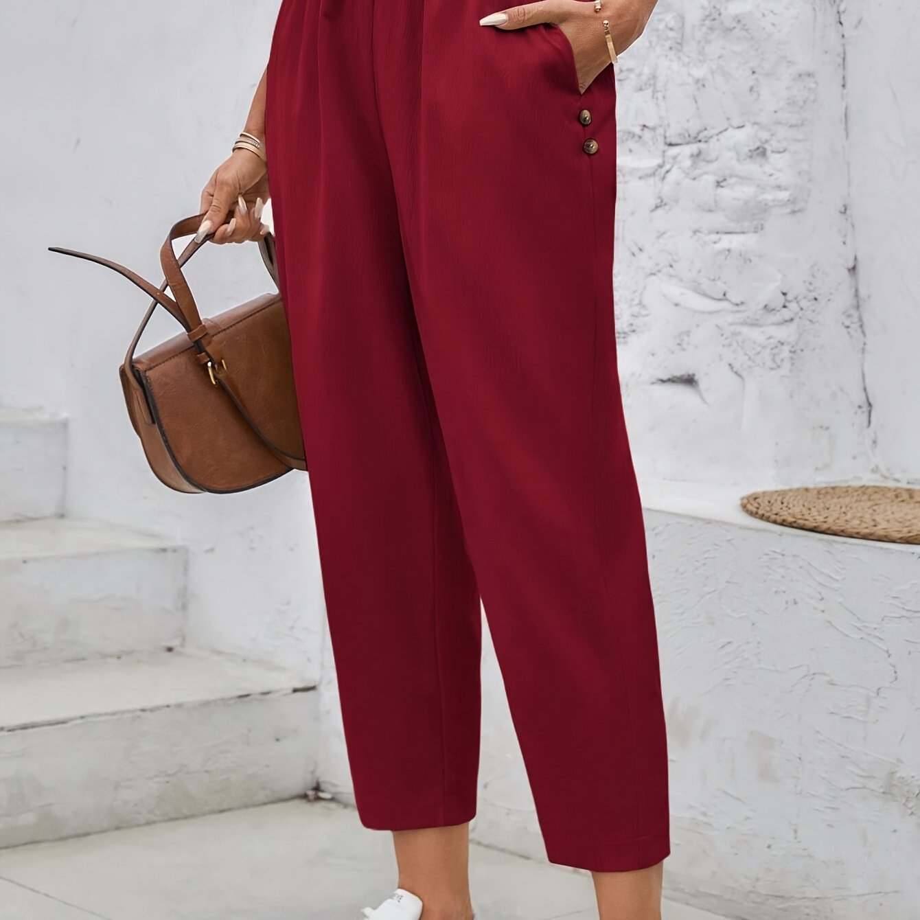 TEMU Women's Casual Tapered Pants Pants Teacher Pants