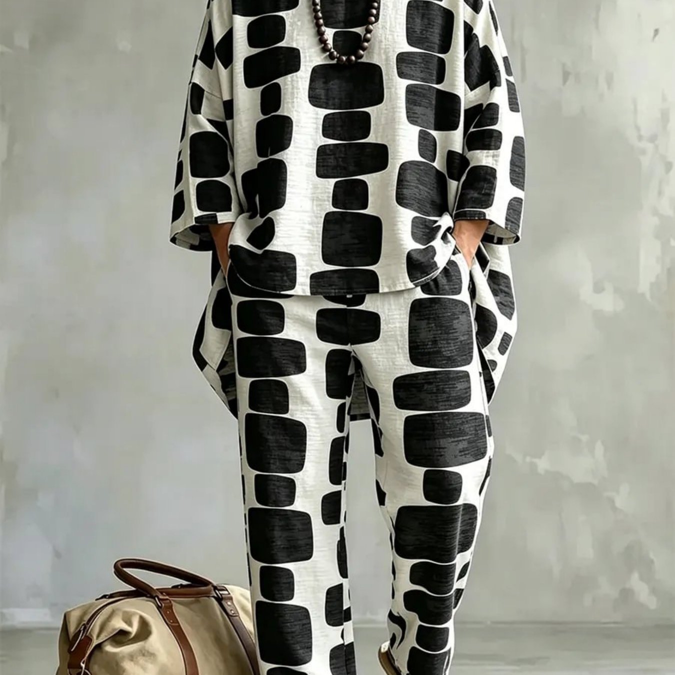 Fashionable Spring And Summer 's Lazy Casual 2pcs Set, Flat Outfit, Loose-, Straight-leg Pants For Daily, Street, And Travel Wear