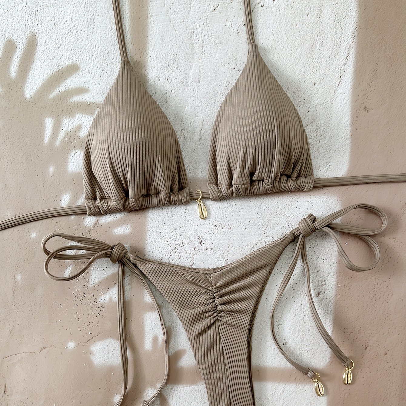 E-shop Einfarbiges Spezialstoff Cooles Muschel-Bikini-Set