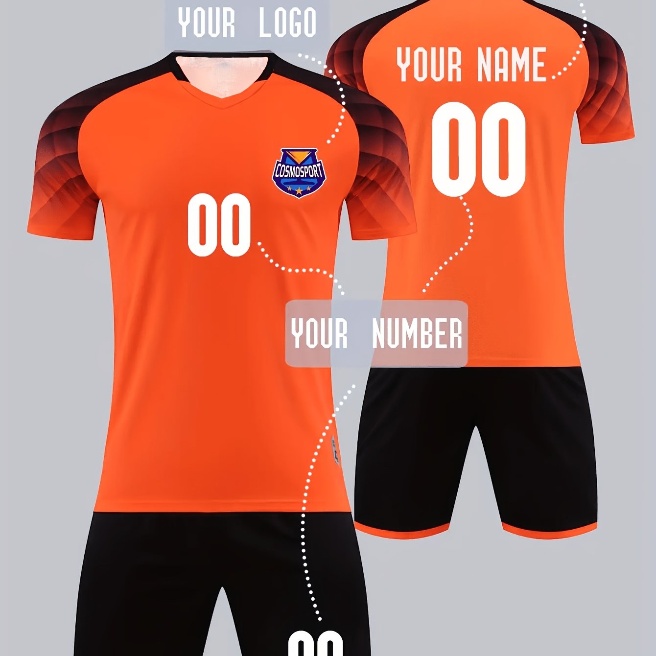 TEMU Maillots de foot pour hommes personnalisés à séchage rapide et respirants - T-shirts et shorts de sport anti-transpiration avec logos d'équipe,