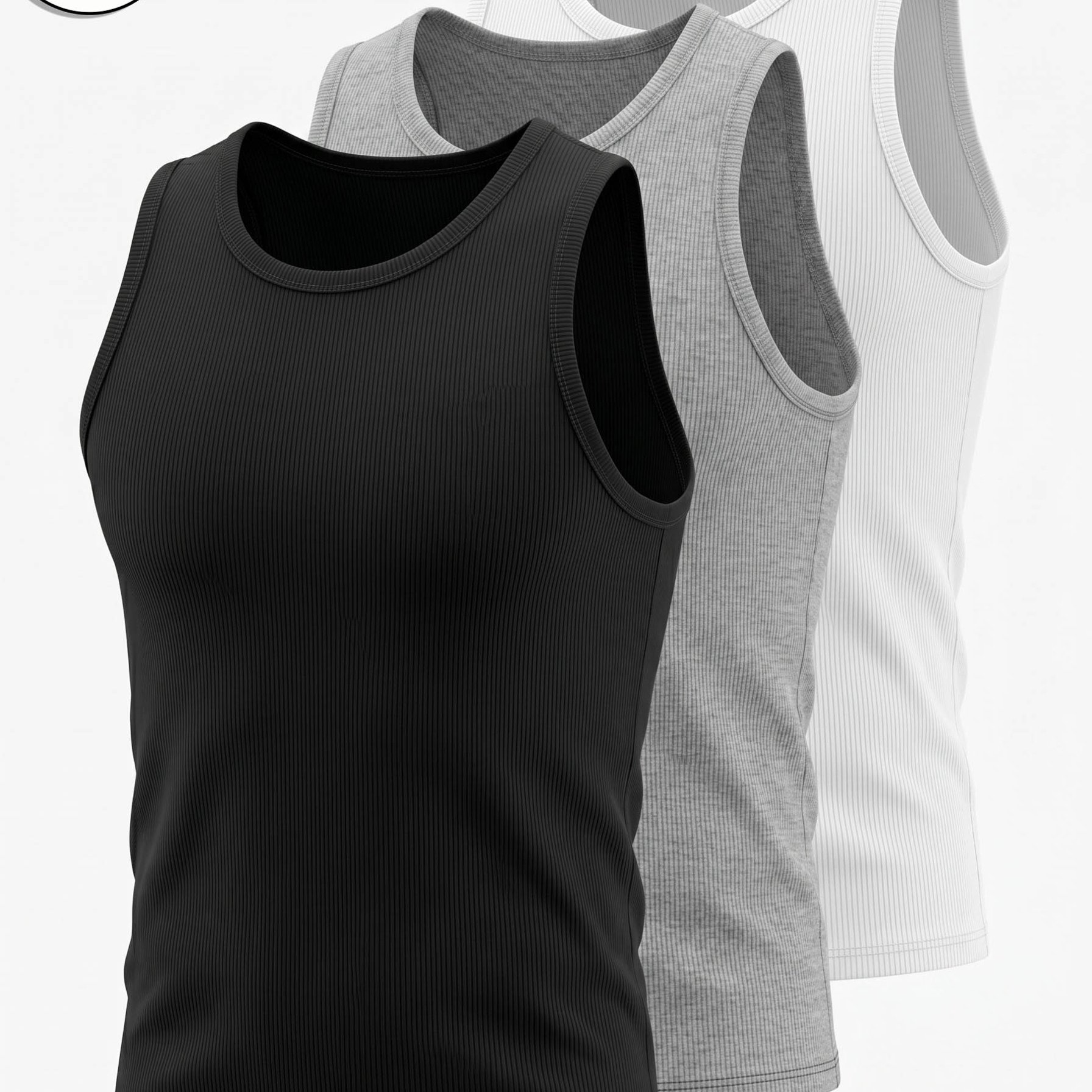 TEMU 3pcs For Men's 3pcs Sleeveless Tank - Breathable Sweat-absorbent Fitness Shirts, Stretchy Sleeveless Round Neck Athletic Vests Suitable For Gym,