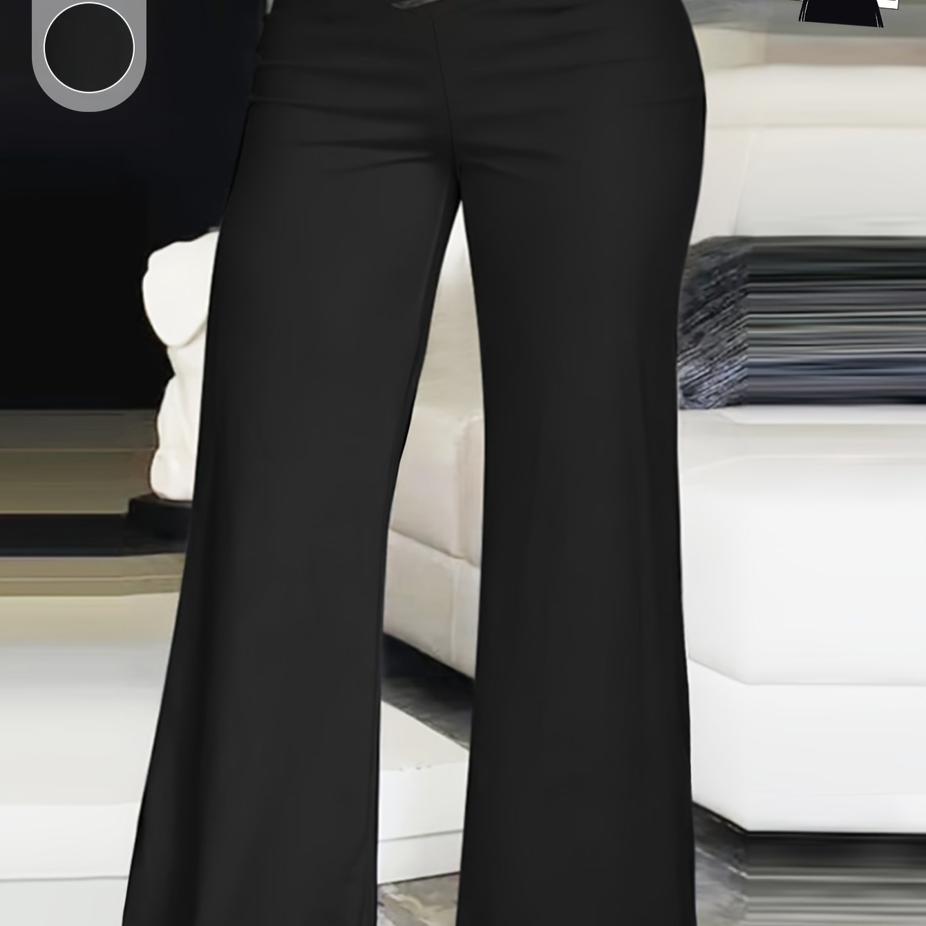 Plus Size, Spring And Autumn Plus Size V-waist Black Pants For Women, Elegant And Comfortable