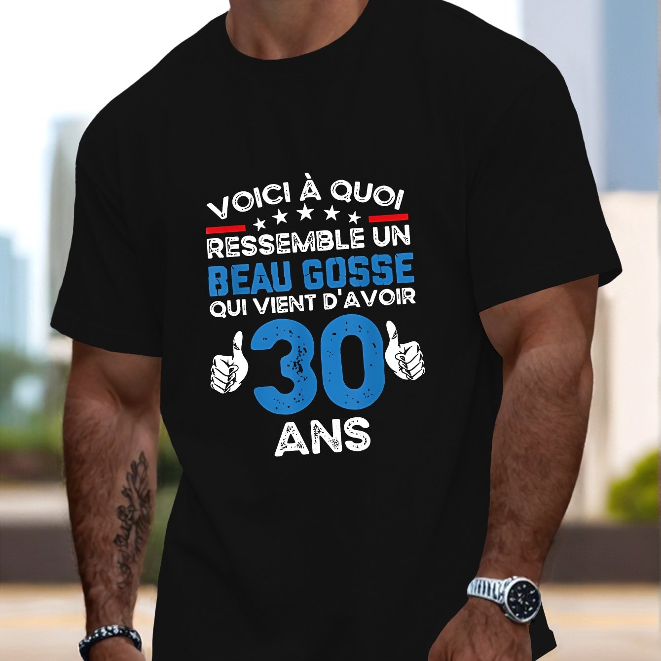 TEMU T-shirt humoristique français pour homme à manches courtes, haut d'été