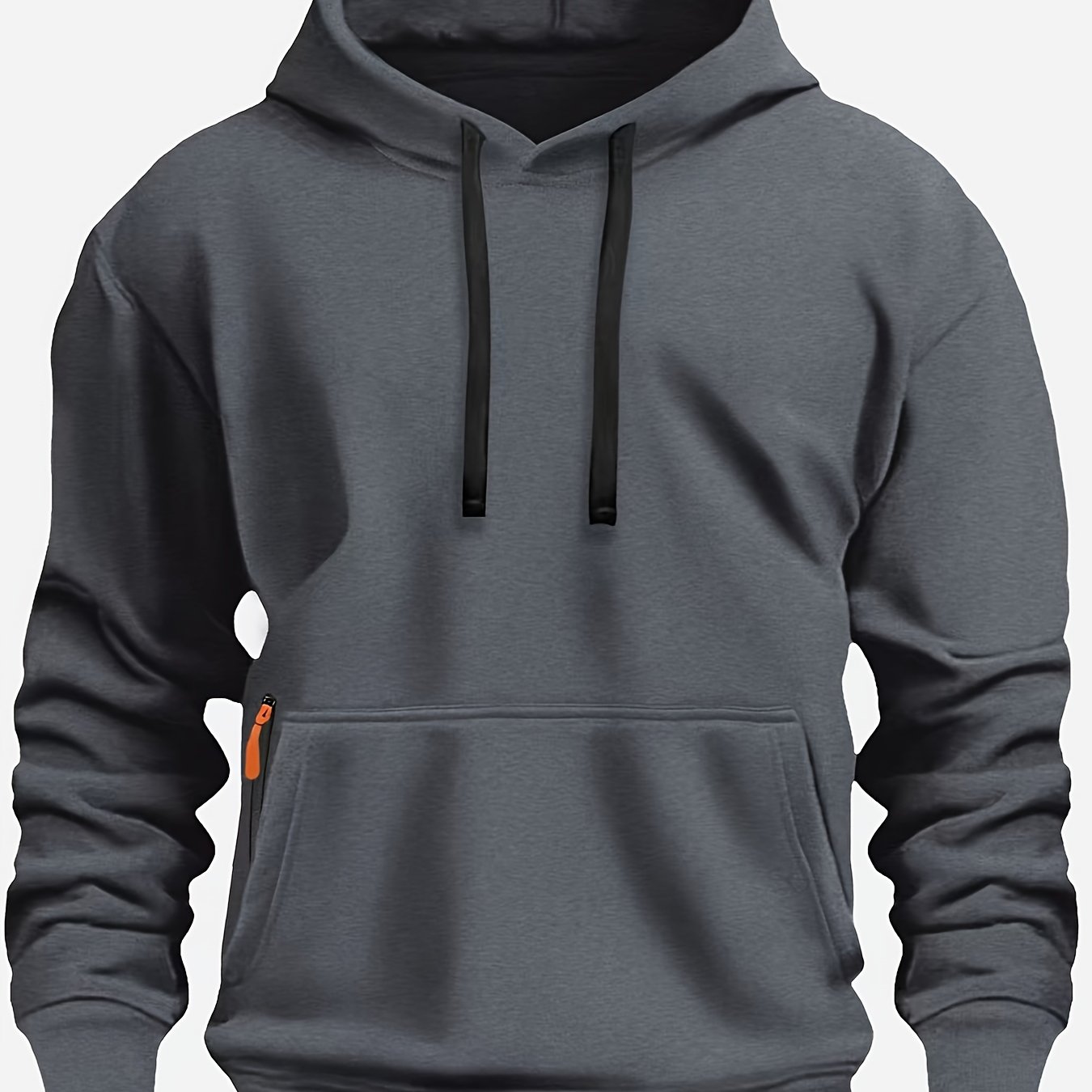 TEMU Men's Hooded Sweatshirt. European And American Trendy Hoodie. Solid Color Long Sleeve Hoodie With