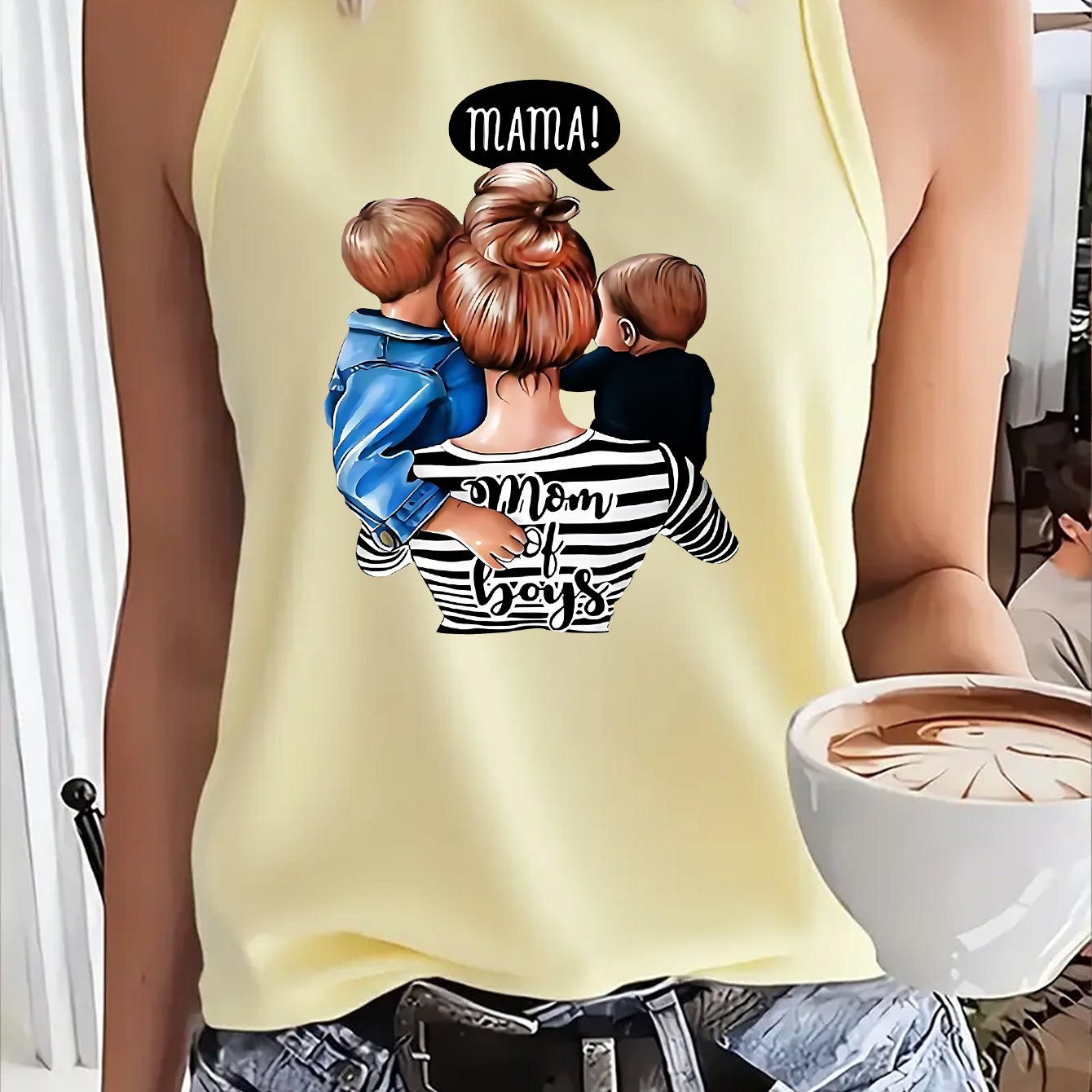 TEMU Y2k, 90s Style, Soft And Comfortable, Mother's Day Gift, Mother's Day, A 'strong' Mom With A High Bun, 'mom Of ' Printed Hot Outfits, Casual,