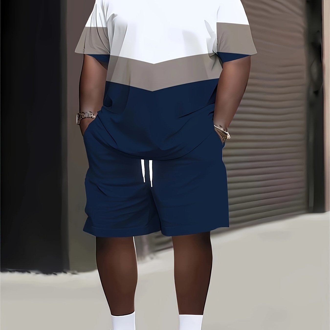 TEMU Summer Plus Men's Printed Round Neck Short Sleeved Set, Loose And Trendy Versatile 2pcs Set! Comfortable Plus Size, Friendly And Breathable