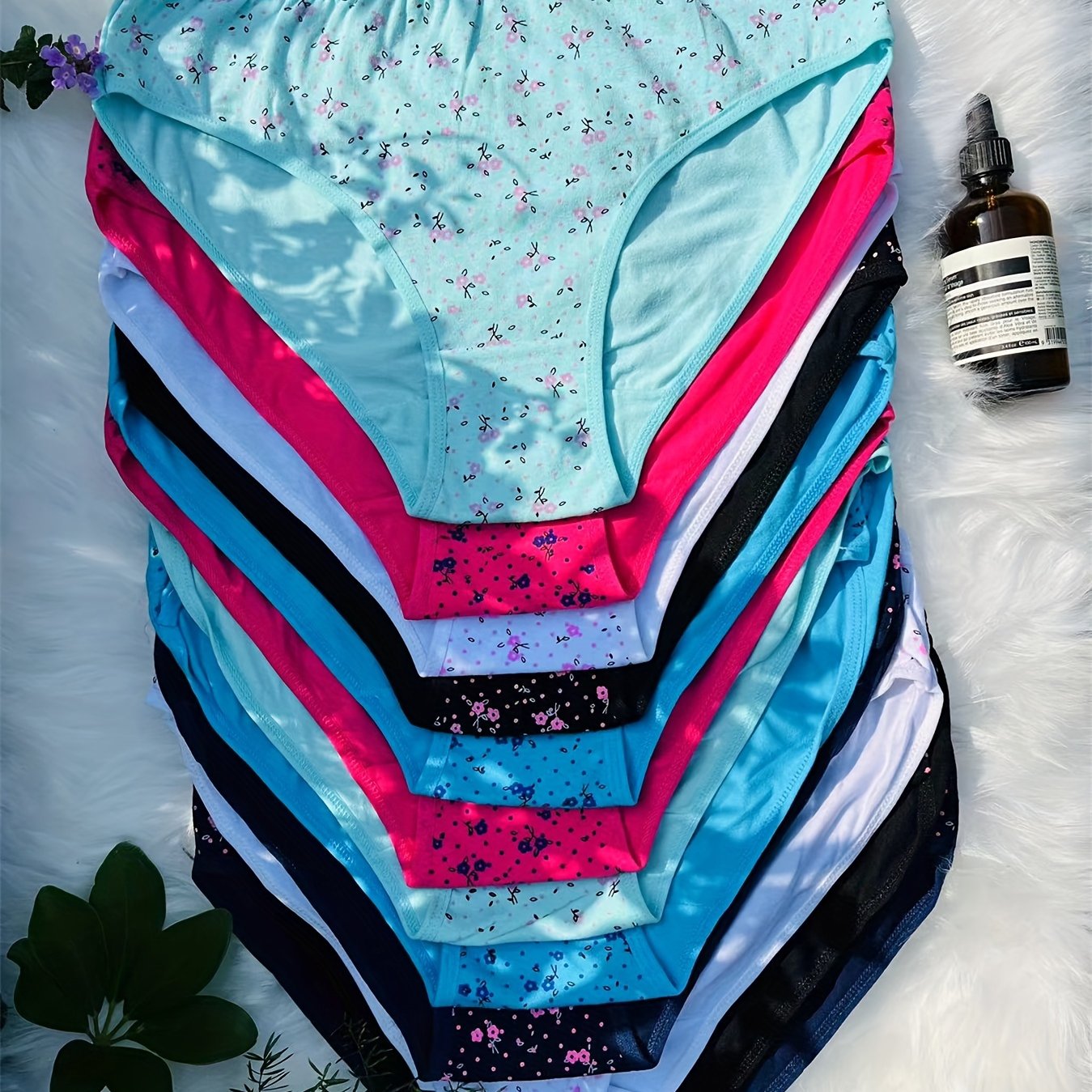 TEMU 6pcs Hollowed Out Floral Prints Mommy Panties Plus Size Underwear Women Briefs Woman Knickers Lady Lingerie Intimate High Waist ( Color Random