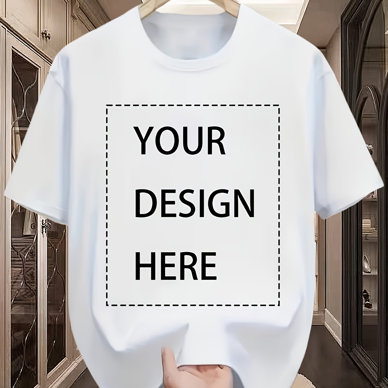 TEMU Men's Custom T-shirt Compatible For Business Orders - Solid Color Short Sleeve Round Neck Summer Casual & - Orders Welcome (machine Washable) -