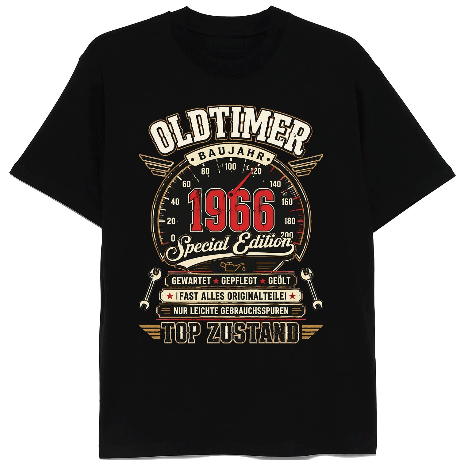 1966 Classic Car Speedometer Vintage 60th Birthday T-shirt For Men Women, Retro German Text Graphic Tee