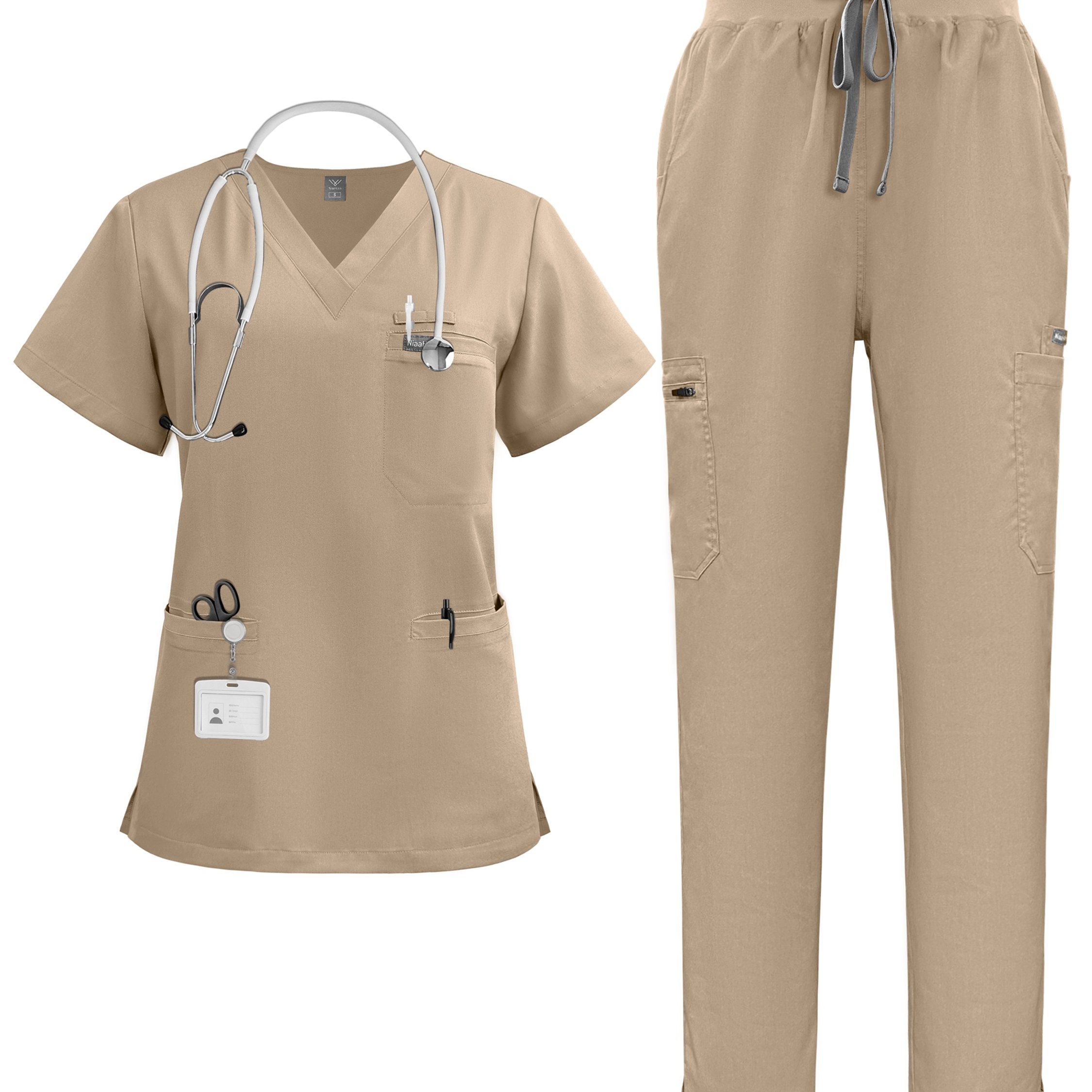 TEMU Hospital Uniforms Scrubs Nurse Short Sleeve Tops Pants Scrub Suit Women Workwear Set