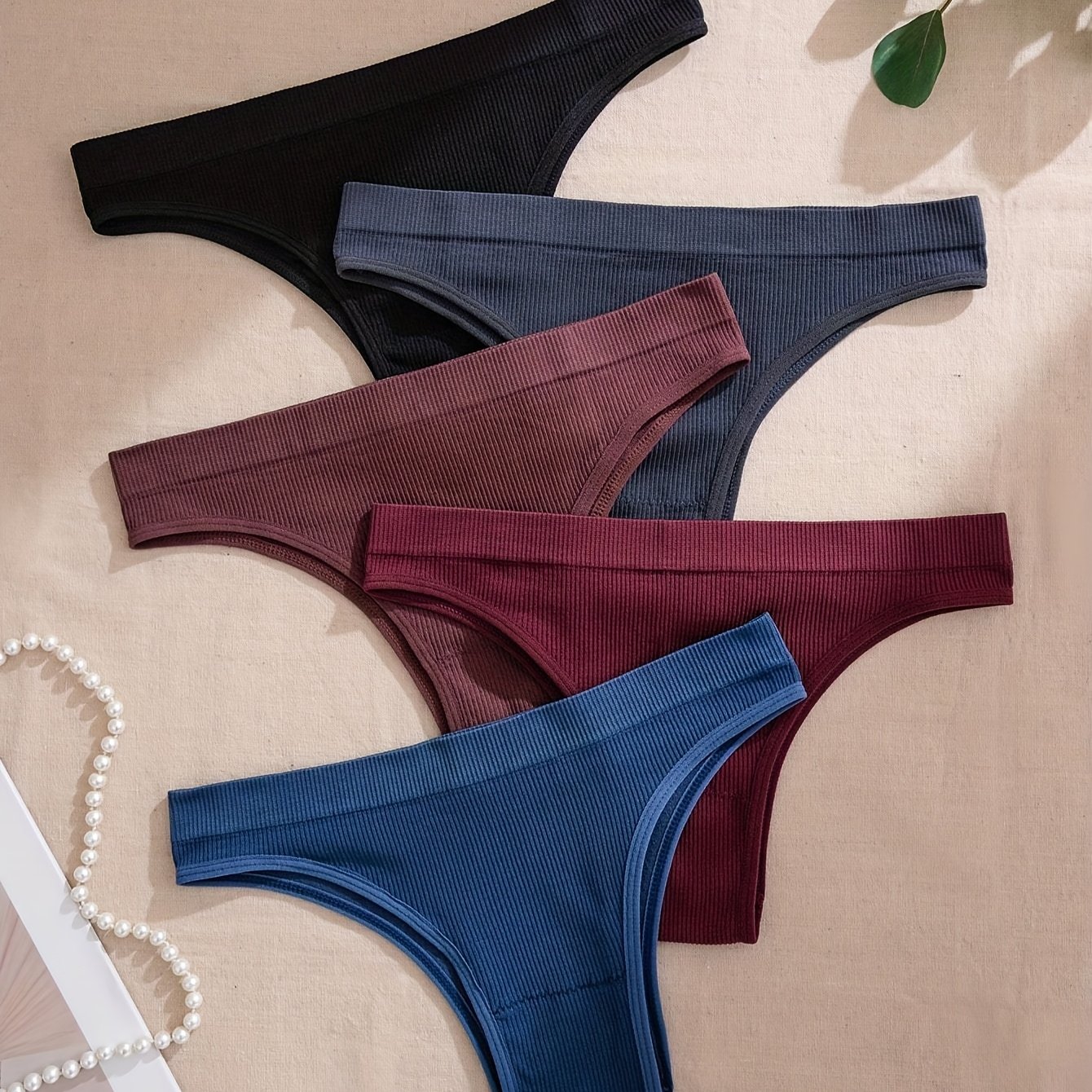E-shop 5er-Pack Damen Nahtlose Low-Rise Po-Hebende Bikini-Slips – Sexy Einfarbige Unterwäsche, Weiches Stretchmaterial, 5 Farben