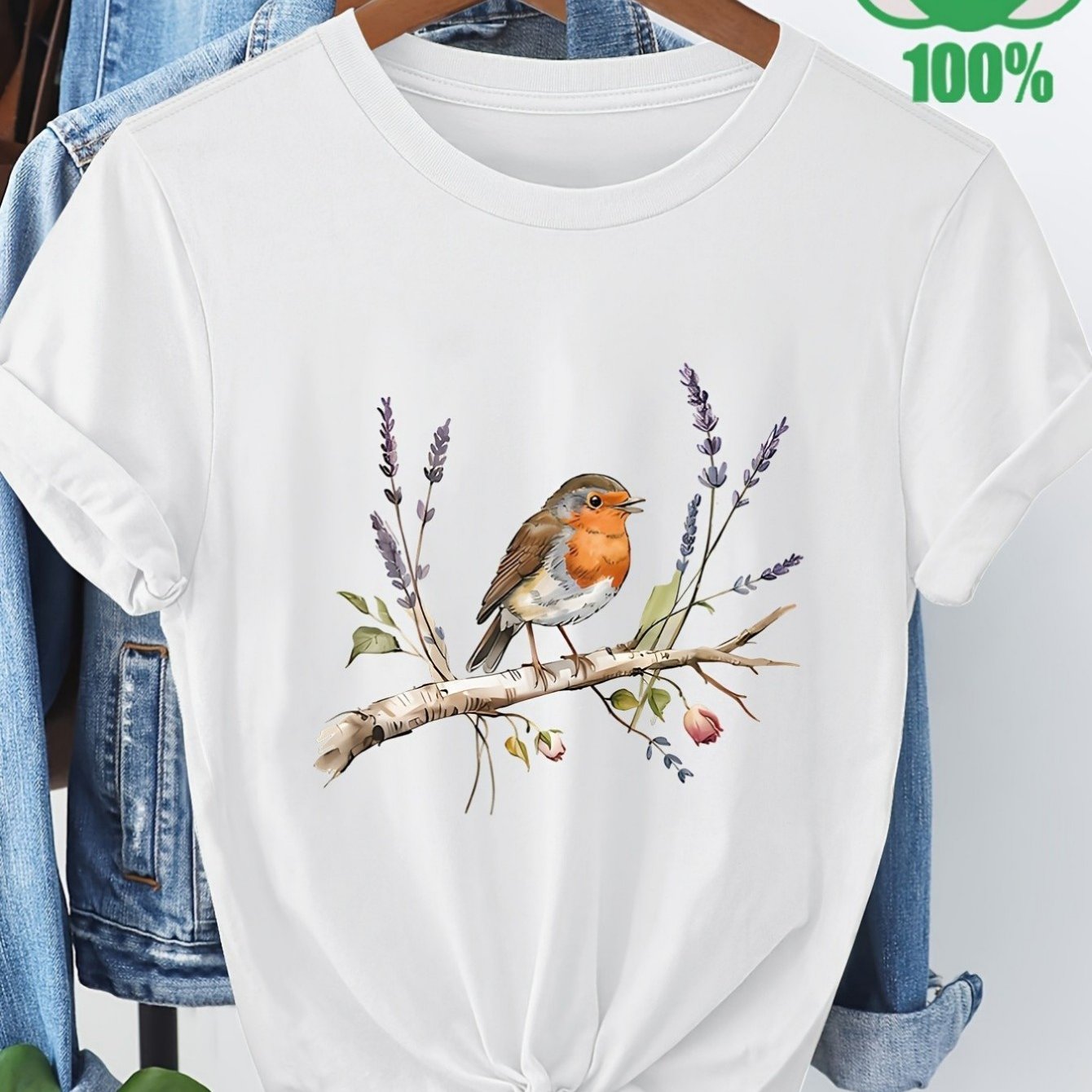 TEMU White Casual Short-sleeved Round-neck T-shirt, Fashionable And Cute Pattern Print T-shirt - Machine Washable, Party Top For , Festive Wear,