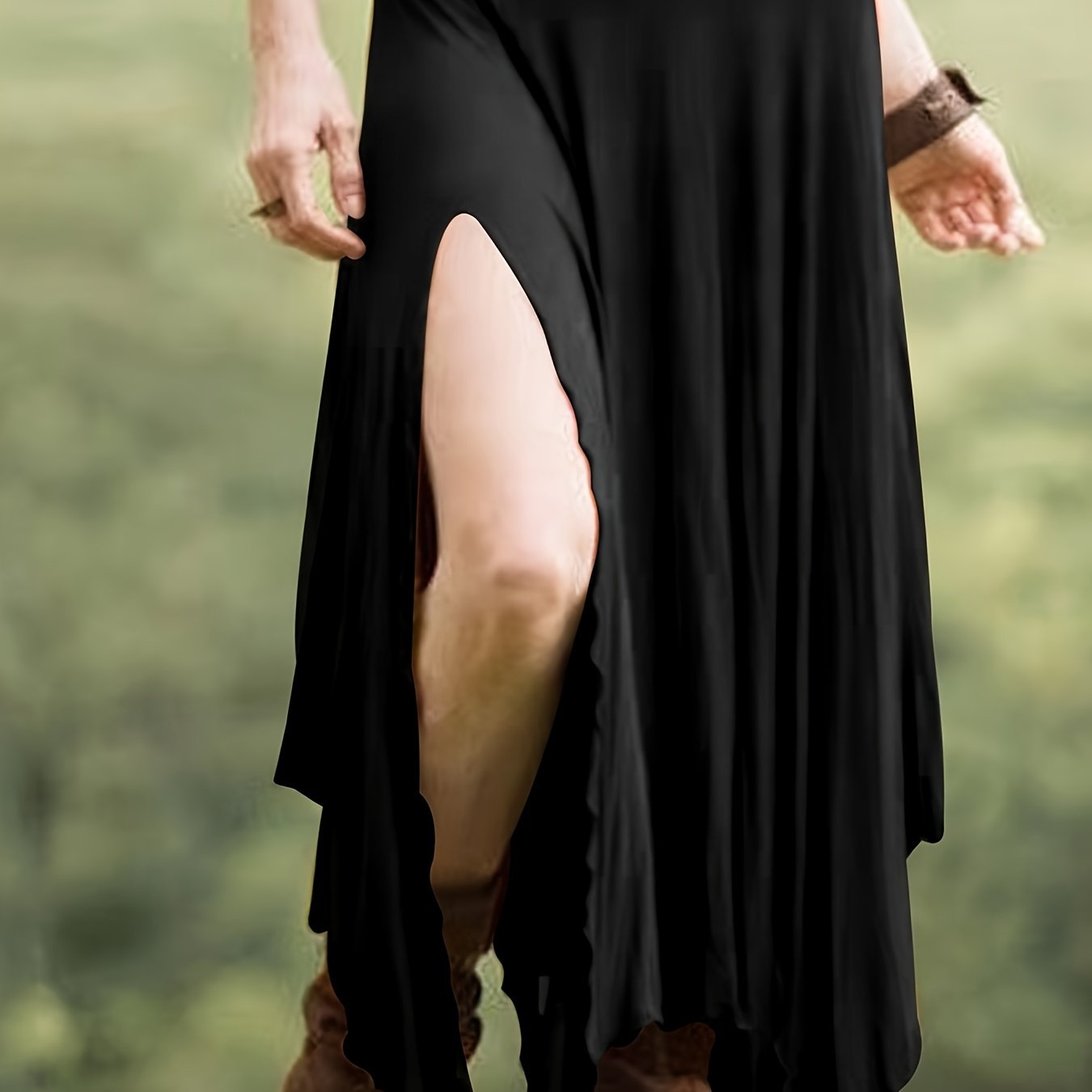 Image of Drawstring Waist Asymmetrical Hem Skirt, Casual High Waist Split Skirt For , Women's Clothing