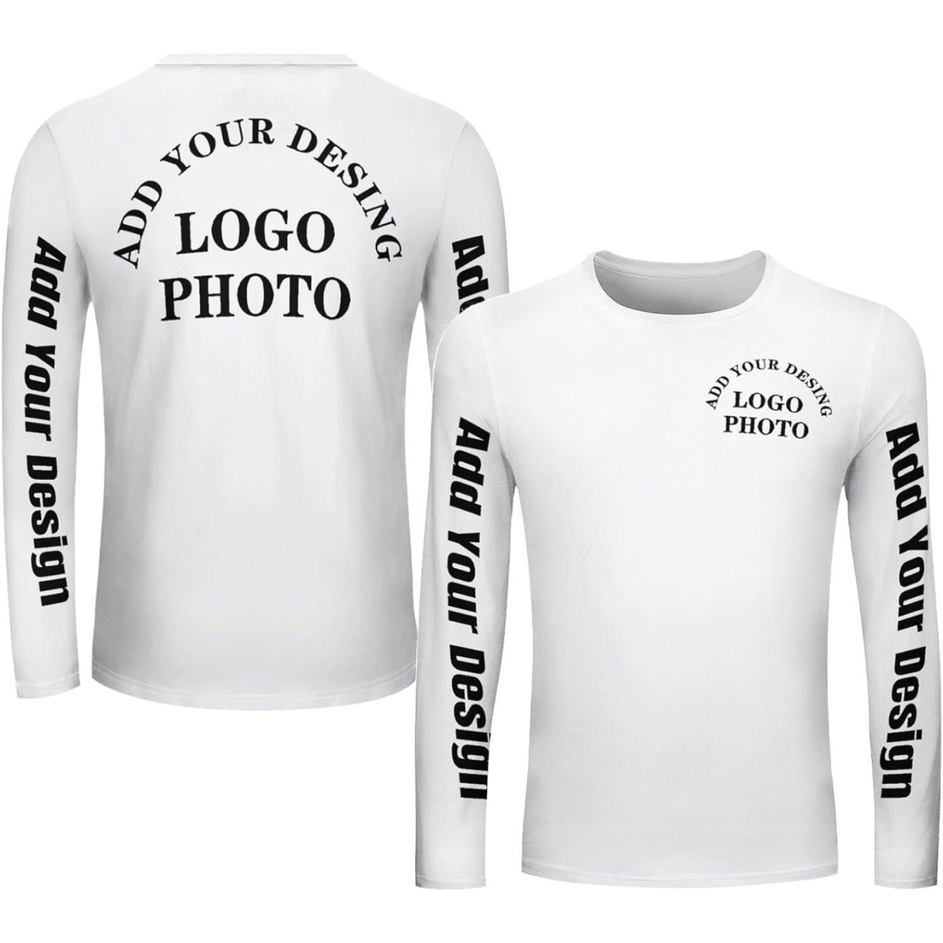 TEMU Men's Custom Long Sleeve T-shirt, Bulk Personalized Long Sleeves, Printable Logo, Picture And Text, Design Your Own Work T-shirt Comfortable And