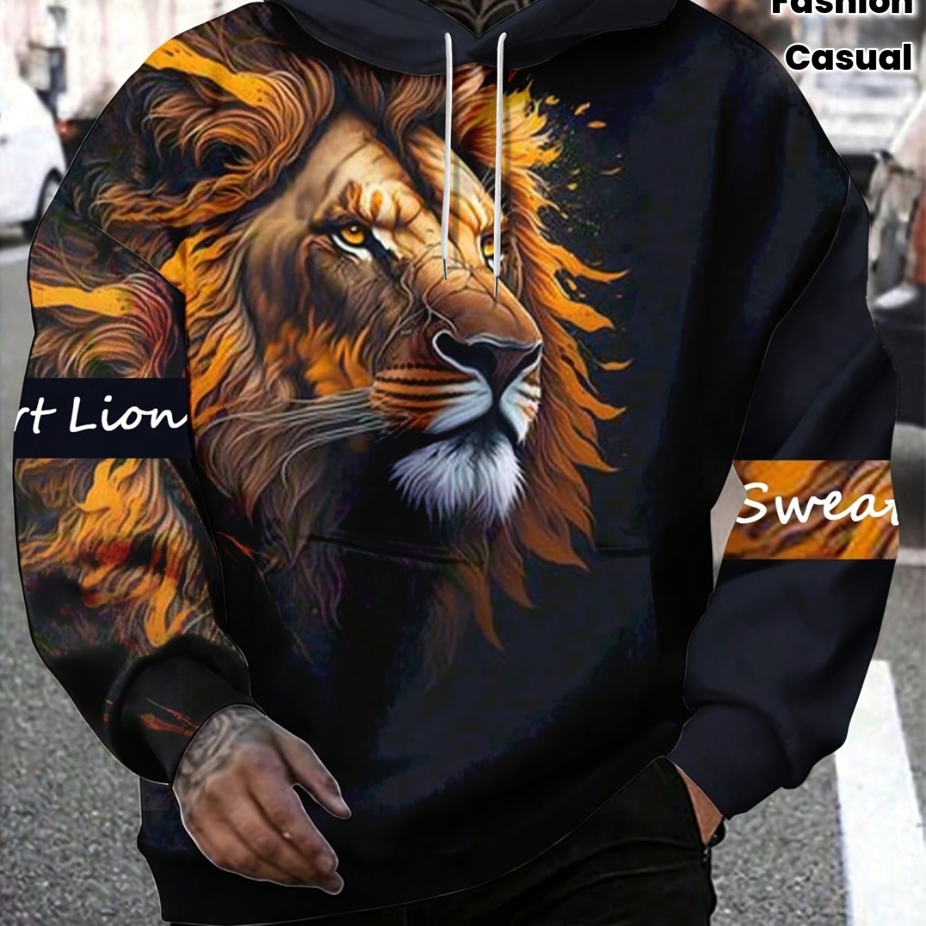 TEMU New 3d Men's Long-sleeve Casual Hoodie Featuring Letter Graffiti Prints, A Stylish Sweatshirt Wear , Autumn, And Winter. A Must-have Gift Item