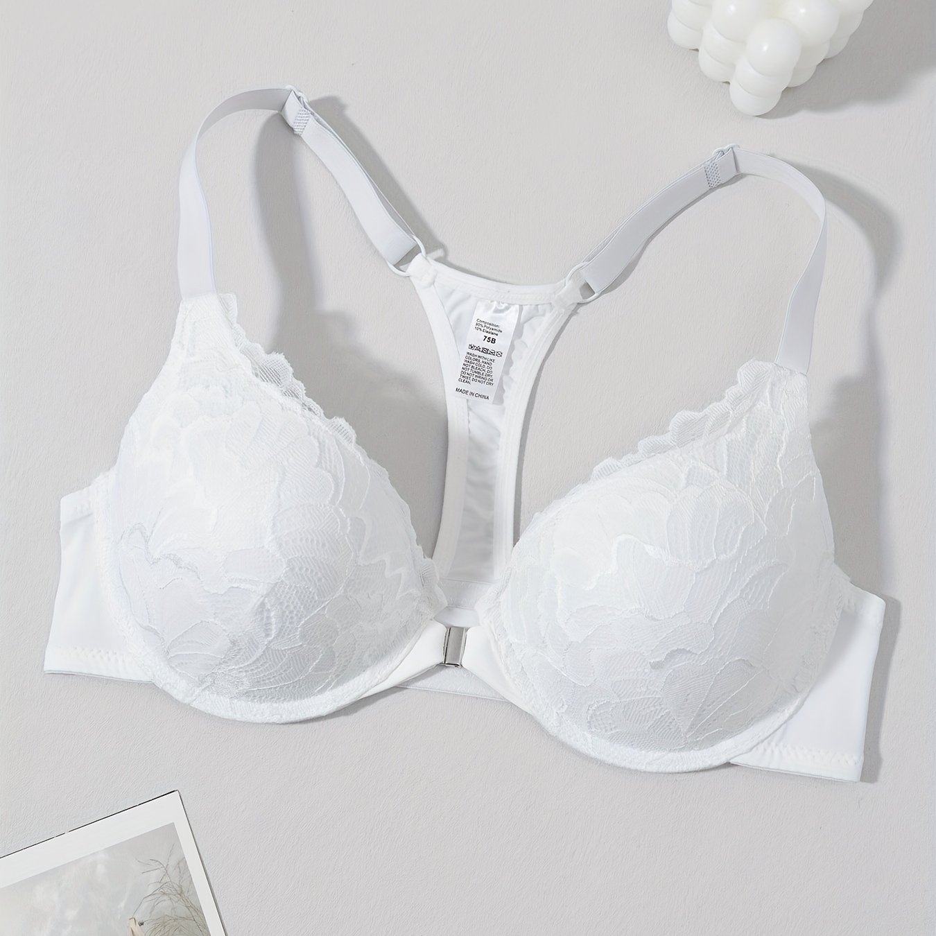 E-shop Bra mit Spitze, Patchwork-Frontschließe und Bügel für Stützung, zur Verhinderung von Hängen, mit einem wunderschönen Rückendesign, für Dates