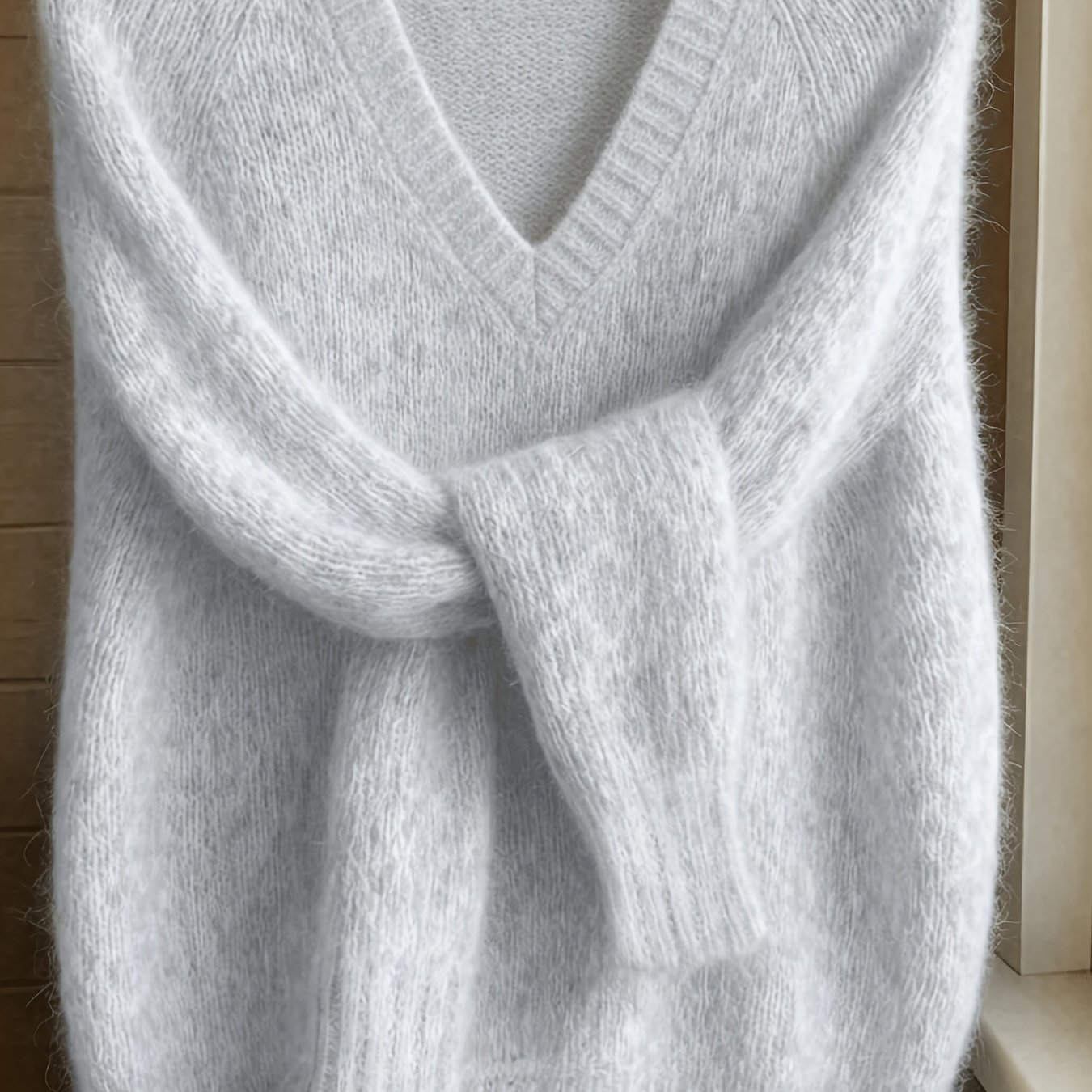 TEMU Pull Grande Taille Femme Col en V, Pull d'Automne Hiver Décontracté en