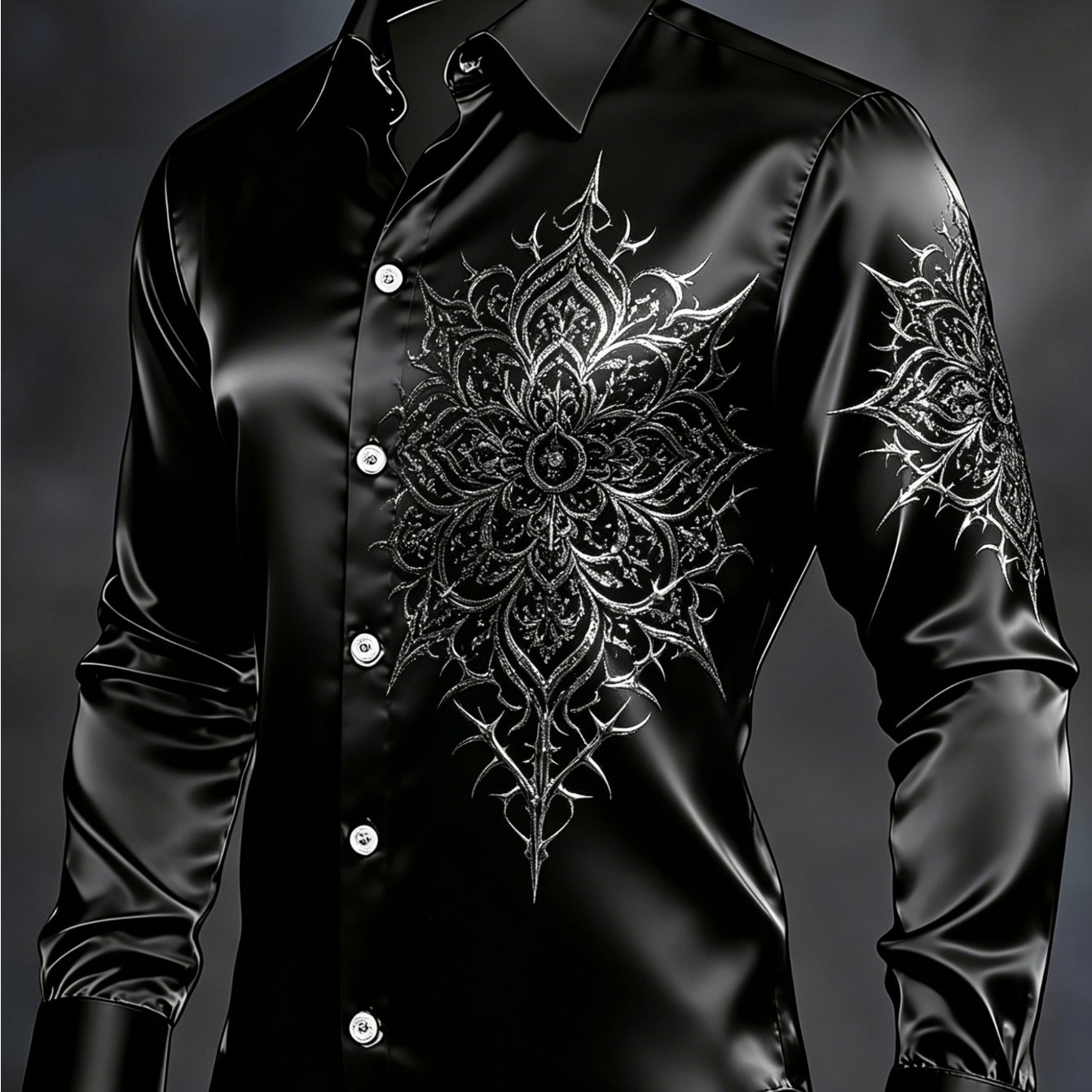 Men's Long-sleeve Floral Shirt Men's Shirt Street Style And Turn- Collar Long Sleeves Comfortable And Casual.