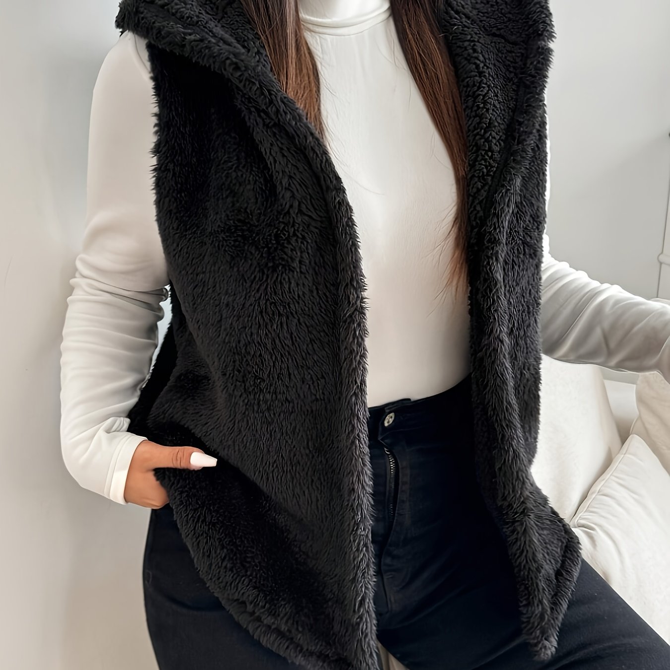 E-shop Plus Size - Plus Size - Plüschweste Jacke in großen Größen