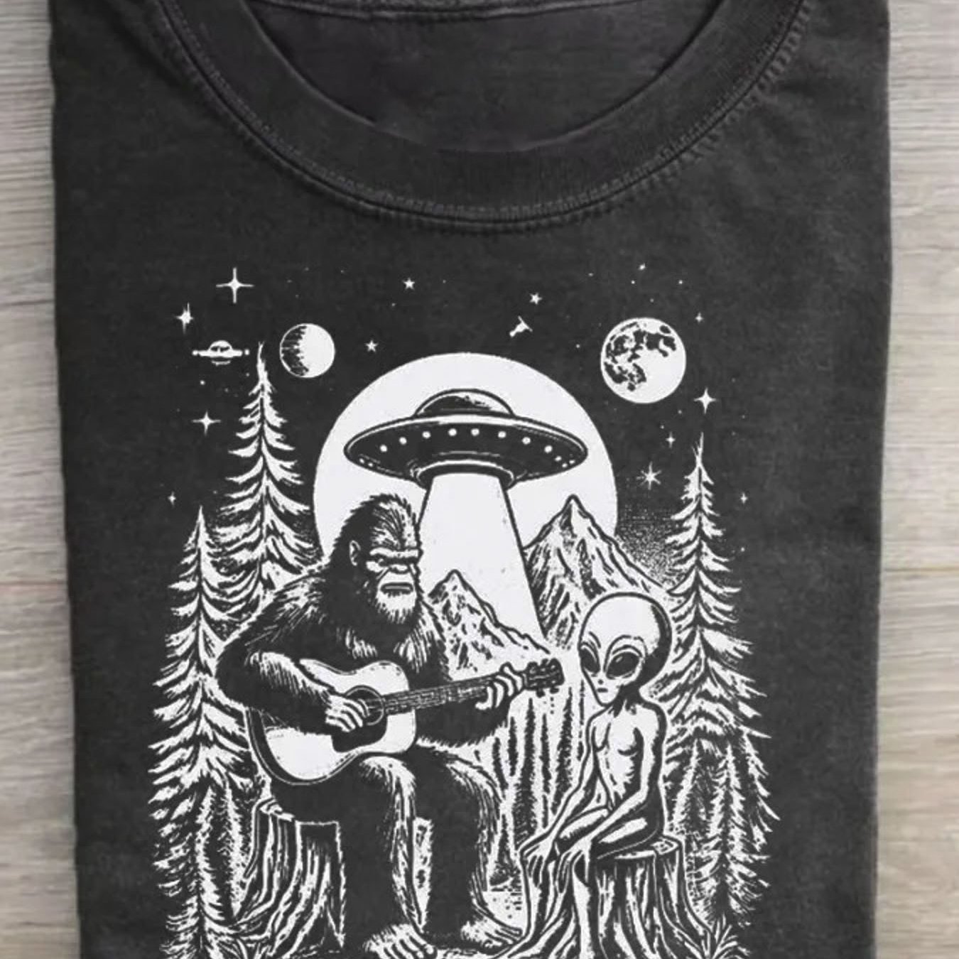 TEMU 230g Washed, Musicians Printed T-shirt, High-quality Batik Cotton Retro Fashion Brand T-shirt, Men's T-shirt, Halloween Dress-up, Holiday Gift,