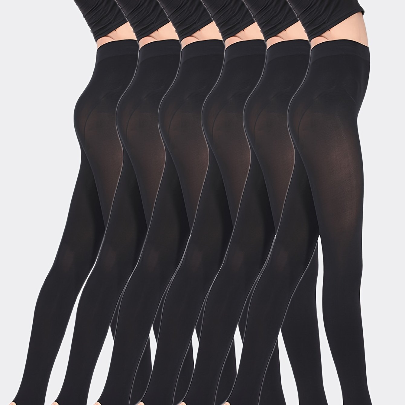 6-pack Women's Spring/autumn Thin Black Pull-on Slim-fit Leggings, Leg- Shaping Tights